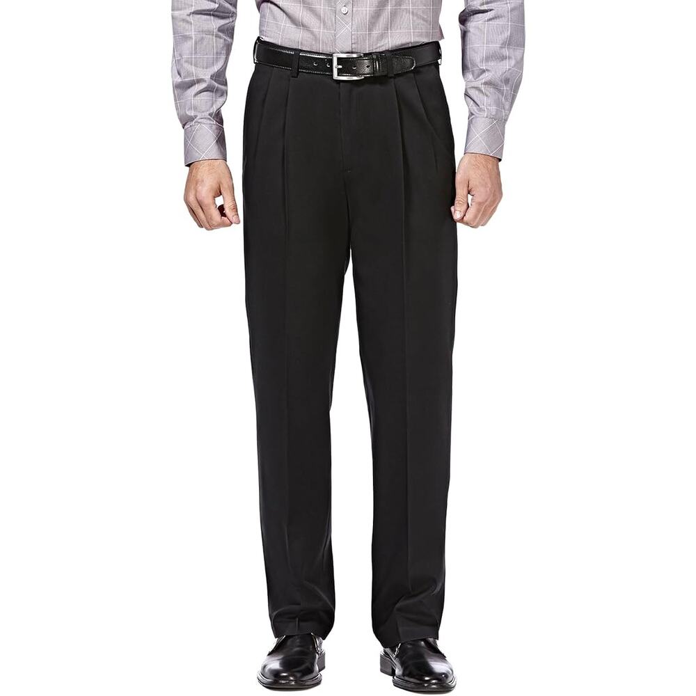 NWT New Haggar Mens 34X29 Classic Fit Premium No Iron Khaki Pleated Front Pants